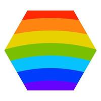 cartoon zeshoek met regenboog textuur in vlakke stijl geïsoleerd op een witte achtergrond. vector