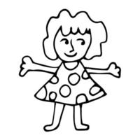 cartoon doodle meisje geïsoleerd op een witte achtergrond. vector