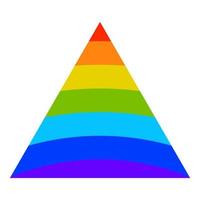 cartoon driehoek met regenboog textuur in vlakke stijl geïsoleerd op een witte achtergrond. vector
