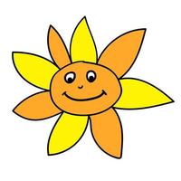 cartoon lineaire doodle retro gelukkig zon geïsoleerd op een witte achtergrond. vector