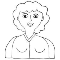 schattige cartoon hand getrokken doodle vrouw geïsoleerd op een witte achtergrond. mensen. vector