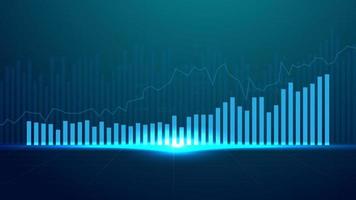 zakelijke kaars stick grafiek grafiek van beurs investeringen handel op blauwe achtergrond. bullish punt, stijgende trend van de grafiek. economie vector ontwerp