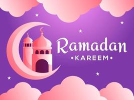 ramadan kareem wassende maan en moskee papier gesneden concept vector