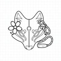 Japanse kitsune masker kleurplaat, vectorillustratie eps.10 vector