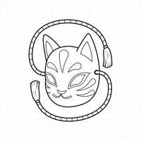 Japanse kitsune masker kleurplaat, vectorillustratie eps.10 vector