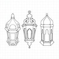 handgetekende ramadan kareem lantaarn vectorillustratie vector