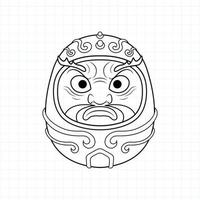 hand getrokken daruma pop kleurplaat, vector illustratie eps.10