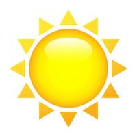 glanzende zon met stralen. gele geïsoleerde zon vectorillustratie. vector