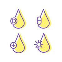 set van gele vitamine d. eenvoudig pictogram of symbool, logo afbeelding en webdesign. vector
