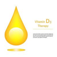 vitamine d glanzende pil capsule icoon. glanzende gouden substantiedruppel. medische reclame. vectorbanner. vector
