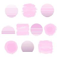 pastel achtergrond instellen. roze penseelstreken en gestreepte retro cirkels achtergrond. abstracte vector