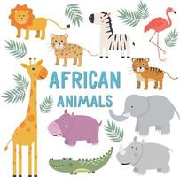 clipart dieren afrika set illustraties savanne dieren karakters voor kinderen vector