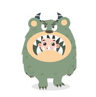 Schattig kind Halloween-personage in Angry cute monster kostuum vector