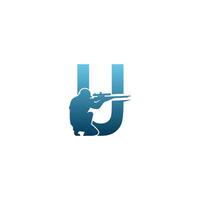 letter u met sluipschutter pictogram logo ontwerpsjabloon concept vector