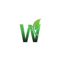 letter w met groene bladeren pictogram logo ontwerp sjabloon illustratie vector