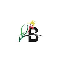 letter b met papegaai vogel pictogram logo ontwerp vector