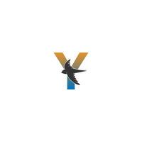 letter y-logo met snelle vogel pictogram ontwerp vector