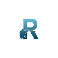 letter r met sniper pictogram logo ontwerpsjabloon concept vector