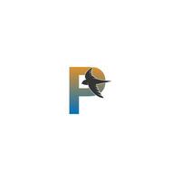 letter p-logo met snelle vogel pictogram ontwerp vector