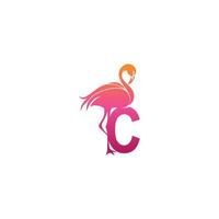 flamingo vogel pictogram met letter c logo ontwerp vector