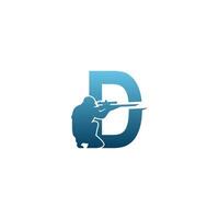 letter d met sniper pictogram logo ontwerpsjabloon concept vector