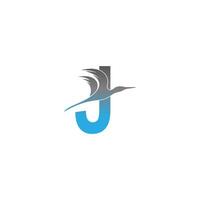 letter j-logo met pelikaan vogel pictogram ontwerp vector