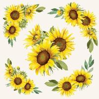 aquarel zonnebloemen boeketten collectie vector