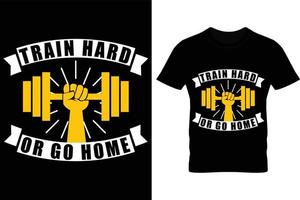 hard trainen of naar huis gaan t-shirt vectorafbeelding. sportschool, t-shirt, illustratie, fitness, halter, vector. vector