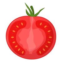 de helft van de tomaat geïsoleerd op een witte achtergrond. platte vectorillustratie vector