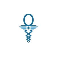 letter o met caduceus pictogram logo ontwerp vector