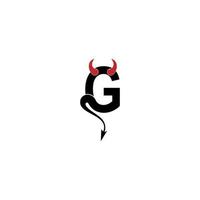 letter g met duivelshoorns en staartpictogram logo ontwerp vector