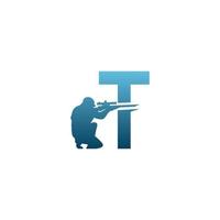 letter t met sluipschutter pictogram logo ontwerpsjabloon concept vector
