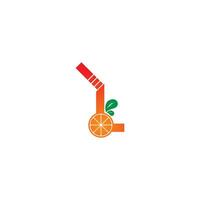 letter l met sap oranje pictogram logo ontwerpsjabloon vector