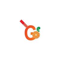 letter g met sap oranje pictogram logo ontwerpsjabloon vector