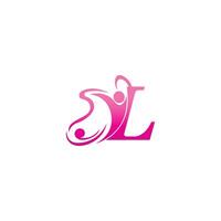 letter l vlinder en succes menselijk pictogram logo ontwerp illustratie vector