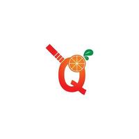 letter q met sap oranje pictogram logo ontwerpsjabloon vector