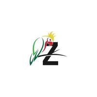 letter z met papegaai vogel pictogram logo ontwerp vector