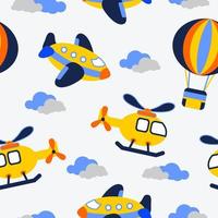 schattig kleurrijk cartoon luchttransport naadloos patroon voor kinderen vector