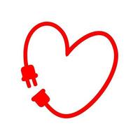 hart van liefde valentijn hart met elektrische stekker lijn icoon vector
