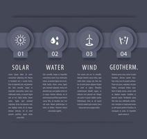 alternatieve energieoplossingen, zonne-energie, windenergie, infographic elementen, grijze tijdlijn vector