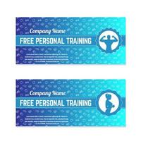 gratis persoonlijke training, cadeaubon voor sportschool, fitnesscentrum, moderne sjabloon vector