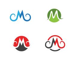 M brief logo zakelijke set vector
