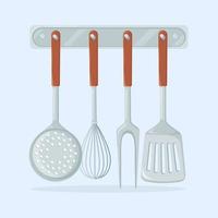 Keuken accessoires. flipper, zeef, spatel, pollepel. vector ontwerp