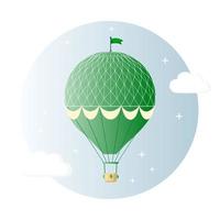 vintage retro hete luchtballon met mand in de lucht geïsoleerd op de achtergrond. vector cartoon ontwerp