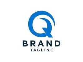 abstracte circulaire eerste letter q-logo. blauwe lineaire stijl. bruikbaar voor bedrijfs- en technologielogo's. platte vector logo-ontwerpsjabloon sjabloon.