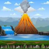 vulkaanuitbarsting in een natuurscèneillustratie vector