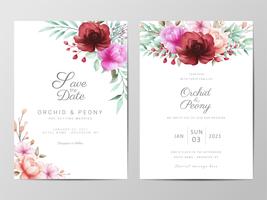 Uitnodiging voor bruiloft met aquarel bloemen vector