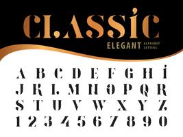 Klassieke elegante alfabetletters en cijfers vector