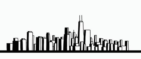 moderne stadsgezicht skyline overzicht doodle tekening op witte achtergrond. vector