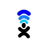 man wifi mensen eenvoudig plat logo vector